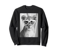 Lunettes de Soleil Lion Mignon avec cœurs Adorable félin Animal Meme Sweatshirt