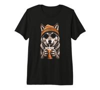 Lunettes de Soleil Loup drôles de Loup Buvant du café glacé T-Shirt Haut de Gamme