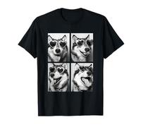 Lunettes de Soleil Loups Mignons avec cœurs Loup drôles Saint-Valentin T-Shirt