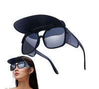 Lunettes de soleil - Lunettes de soleil 2 en 1 fixées, lunettes de cyclisme polarisées UV400, monture légère | Lunettes de course confortables pour homme et femme, sports de plein air, Film C1 sable