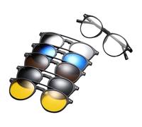 Lunettes de soleil magnétiques - Lunettes à clip | Nuances - Système de commutation à cinq lentilles, lumière bleue UV pour la défense de la conduite de nuit, les voyages en plein air, Matériau PC