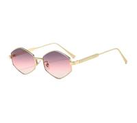 Lunettes de soleil minimalistes fines en métal polygonal, unisexe, UV400 | Lunettes de soleil polygonales unisexes, monture en métal noir brillant, verres fumés foncés, design tendance pour