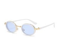 Lunettes de soleil miroir ovales pour femme UV400 - Couleur bonbon - Noir, Or blanc, bleu, Taille unique