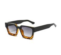 Lunettes de soleil modernes à monture carrée Protection UV400 Lunettes surdimensionnées pour homme et femme, Fleurs de haricot noir supérieur et inférieur/double gris