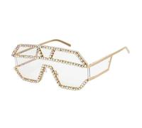 Lunettes de soleil monobloc en strass, lunettes de soleil percées à la main, grand cadre personnalisé, doré, Taille unique