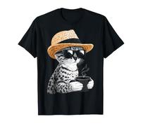 Lunettes de Soleil Motif café Art Savane Chat Papa T-Shirt