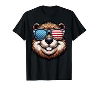 Lunettes de soleil motif castor américain patriotique USA drôle animal T-Shirt