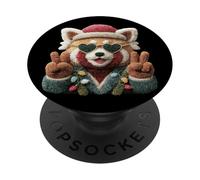 Lunettes de Soleil Motif Panda Rouge Mignon Signe de Paix drôle PopSockets PopGrip Adhésif