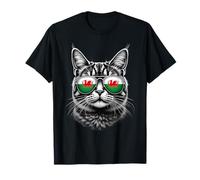 Lunettes de Soleil Motif tête de Chat Drapeau du Pays de Galles T-Shirt