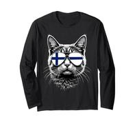 Lunettes de Soleil Motif tête de Chat Drapeau finlandais Manche Longue