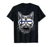 Lunettes de Soleil Motif tête de Chat Drapeau finlandais T-Shirt