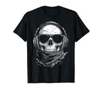 Lunettes de Soleil Motif tête de Mort T-Shirt, Homme, Noir, S