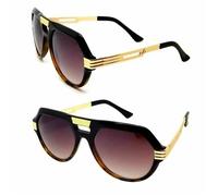 Lunettes de soleil Noir / Marron Bicolore Gold Doré Aviateur XL Street Or