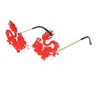 Lunettes de Soleil Originales Ambiance Estivale sans Monture Dragon Rouge | PC Robuste, Style Unique, pour Petits Visages, Usage Quotidien et Plage