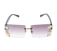 Lunettes de Soleil Ornées de Cristaux, Style Chic Rétro pour Femmes | Monture PC Noire Dégradée, Détails Faux Diamants, pour Costumes, Scène, Voyage et Halloween
