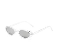 Lunettes de soleil ovales en polycarbonate pour homme et femme Protection UV400 Cadeau tendance pour anniversaire, Mercure transparent/blanc