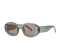 Lunettes de soleil ovales pour femmes, nuances de couleur bonbon, UV400, rétro, tendance, pour hommes (thé gris)