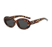 Lunettes de soleil ovales rétro American Spice Girl Y2K Street Photo Lunettes de soleil résistantes aux UV, Cadre écaille de tortue flocons noirs et gris