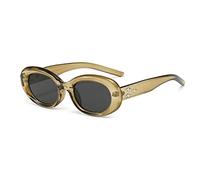 Lunettes de soleil ovales rétro American Spice Girl Y2K Street Photo Lunettes de soleil résistantes aux UV, Cadre vert transparent flocons noirs gris