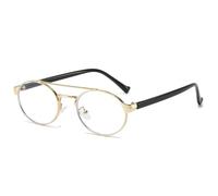 Lunettes de soleil ovales rétro en métal double pont pour femmes nuances dégradées UV400 hommes punk lunettes de soleil rondes, Doré transparent, Taille unique