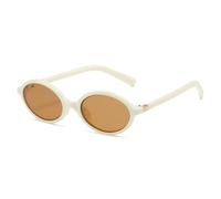 Lunettes de soleil ovales simples et littéraires pour femmes, style rétro, petite monture, pour les déplacements, les voyages, UV400, beige thé, 1