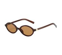 Lunettes de soleil ovales simples et littéraires pour femmes, style rétro, petite monture, pour les déplacements, les voyages, UV400, thé, 1