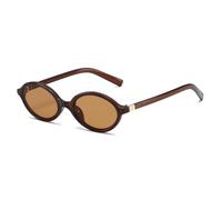Lunettes de soleil ovales simples et littéraires pour femmes, style rétro, petite monture, pour les déplacements quotidiens, UV400, thé, 1
