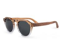 Lunettes de Soleil Panto Ronde en Bois Hommes et Femmes | Lunettes de Soleil Polarisées UV400 | Lunette Bois Homme Qualité Supérieure | Cadre en Acétate Beige Branches en Bois de Noyer-Érable-Noyer