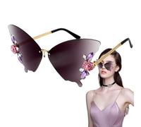 Lunettes de soleil papillon pour femme - Blocage UV des lunettes de mode, festival et extérieur - Couleurs papillon sans bordure pour l'été, la conduite, la pêche, la randonnée, la chasse, le sport