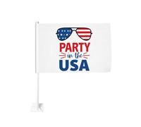 Lunettes de soleil « Party In The USA » avec clip de fenêtre patriotique pour drapeau de voiture, décoration de protection solaire, bannière double face 12x18 pouces pour camion