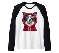 Lunettes de Soleil Patriot Border Collie Portrait Drapeau américain Manche Raglan