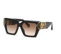 Philipp Plein Femme SPP135M PLEIN HERA 700Y Lunettes de soleil Acétate Noir Marron Carré Normale Ombré