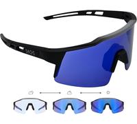 Lunettes De Soleil Photochromatiques Unisexes - Lunettes De Vélo Photochromatiques Uv400 - Verres Rouges Et Bleus[Z2635]