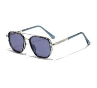 Lunettes de soleil polarisées carrées classiques pour hommes et femmes, style pilote rétro, mode masculine, protection anti-éblouissement pour la conduite en extérieur, UV400 (argent, bleu, bleu)