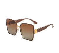 Lunettes de soleil polarisées élégantes en nylon avec protection UV pour femme, idéales pour les voyages, la photographie de rue, les soirées et la conduite. Couleur : Thé. Dimensions : 143 x 132