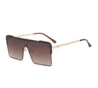 Lunettes de soleil polarisées en métal monobloc à la mode pour hommes et femmes, adaptées aux voyages en plein air et à la conduite, lunettes de soleil avec protection UV, thé doré, 145 x 144 x 54