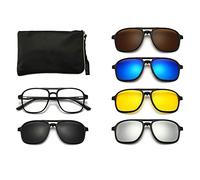 Lunettes de soleil polarisées magnétiques 6 en 1 hommes femmes vision polarisée clip magnétique lunettes de sport rétro sur miroir Gl L7Z9 nuit optique, Style B, Einheitsgröße