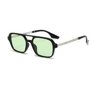 Lunettes de soleil polarisées neutres, design carré rétro, verres anti-bleus, légères et durables, un must pour les sports de plein air et la conduite, C5 - Cadre noir argenté brillant - Film vert