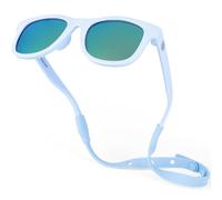 Lunettes de soleil polarisées pour bébé avec sangle - Lunettes de soleil incassables flexibles pour nourrissons pour tout-petits nouveau-nés 0-24 mois, Bleu ciel., Baby