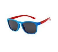 Lunettes de soleil polarisées pour enfants garçons et filles (3 à 12 ans) + porte-lunettes + pochette à lunettes de soleil, bleu/rouge, m