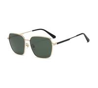 Lunettes de soleil polarisées vintage pour femmes, monture carrée ultra-légère en métal, protection UV, pour l'extérieur, les voyages, la pêche et la conduite, or vert foncé, 145 x 146 x 50 mm