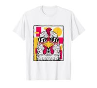 Lunettes De Soleil Poulet Géométrique Pop Art Coq Portrait T-Shirt