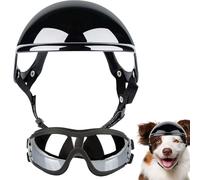 Lunettes De Soleil Pour Chien, Casques En Coton ABS Noir 145g Et Casque Réglable Pour Animaux De Compagnie, Lunettes Portables Pour Vélo, Moto | Casques De Protection Pour Chiots De Petite, Moyenne Et