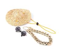 Lunettes de Soleil pour Chien, Chapeaux pour Chats Pet Photography Accessory Pet Sunglasses Retro Paille Collier Collier de Chat Costume de (Ensemble de 3 pièces)