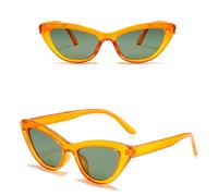 Lunettes de soleil pour femme avec monture noire œil de chat UV400 rétro, 7 Orange Vert, Taille unique