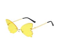 Lunettes de soleil pour femme en forme de papillon UV400 sans monture - Lunettes d'été légères et tendance pour fêtes, voyages, festivals, plage et tenues quotidiennes, jaune, Taille unique