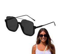 Lunettes de soleil pour femme | Lunettes de soleil rétro tendance pour femme | Protection UV Lunettes de soleil polarisées à double pont pour femmes, hommes et extérieur, Noir , Refer to description