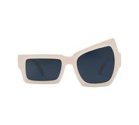 Lunettes de soleil pour femmes - Lunettes de soleil tendance irrégulières, protection solaire élégantes pour homme et femme pour conduite en plein air, Cadre beige, pièce grise, Voir description