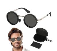 Lunettes de Soleil pour Homme Polarisees - Polarisées Vintage Teinte Ajustable | Lunettes De Soleil Rondes Pour Homme Pêche - pour Sports de Plein Air Aventure Conduite Plage Course Cyclisme Pêche