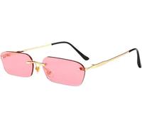 Lunettes De Soleil pour Moi Fashio Lunettes sans Monture Clair Rouge Bleu Jaune Me Rectagle Shades, Pink, A